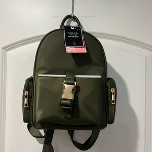 Women's Olive Green Mini Backpack with Gold Buckle